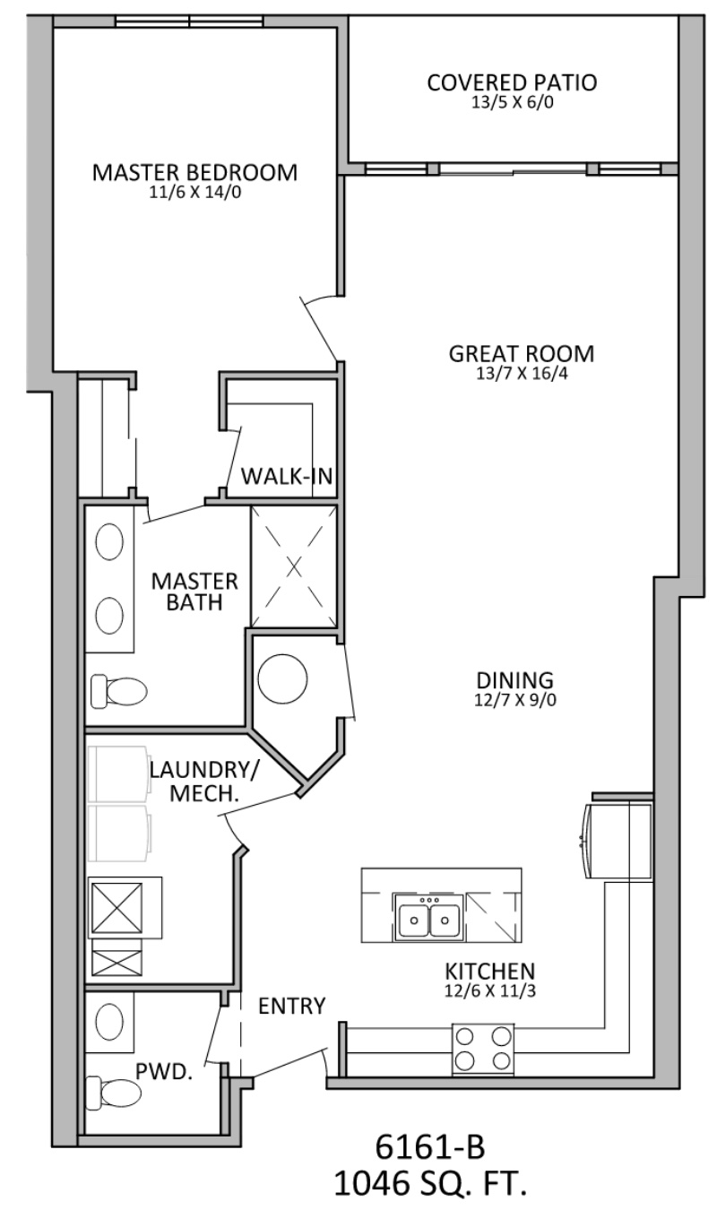 Condos at Marina Shores - Floorplan - 1 Bedroom Condos at Marina Shores - Floorplan - 1 Bedroom